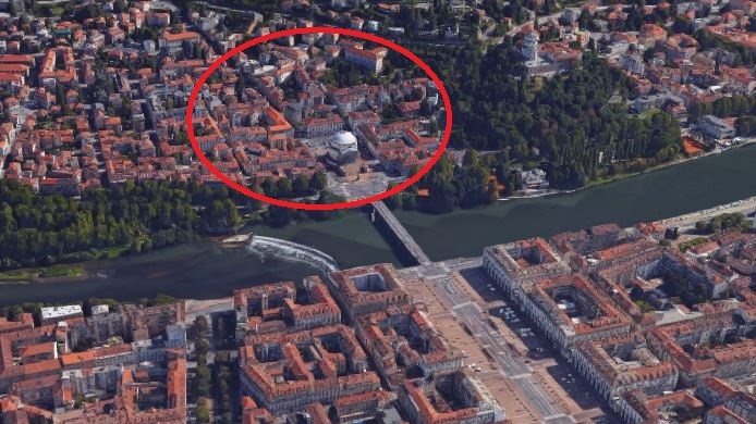 foto satellitare della zona Borgo Po (Torino)