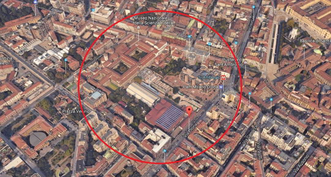 Fotografia aerea dell'area interessata - Cavallerizze Milano